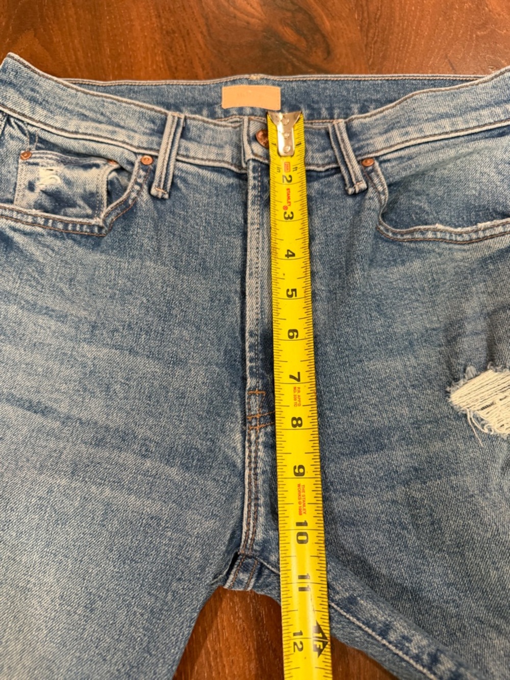 Mother The Insider Ankle jeans in Bloom And Doom Sz 28 Blue ripped - Picture 11 of 15